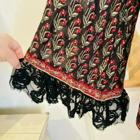 Free People Nomad Child Floral Dress Print Belle Sleeve Lace - Picture 5 of 16